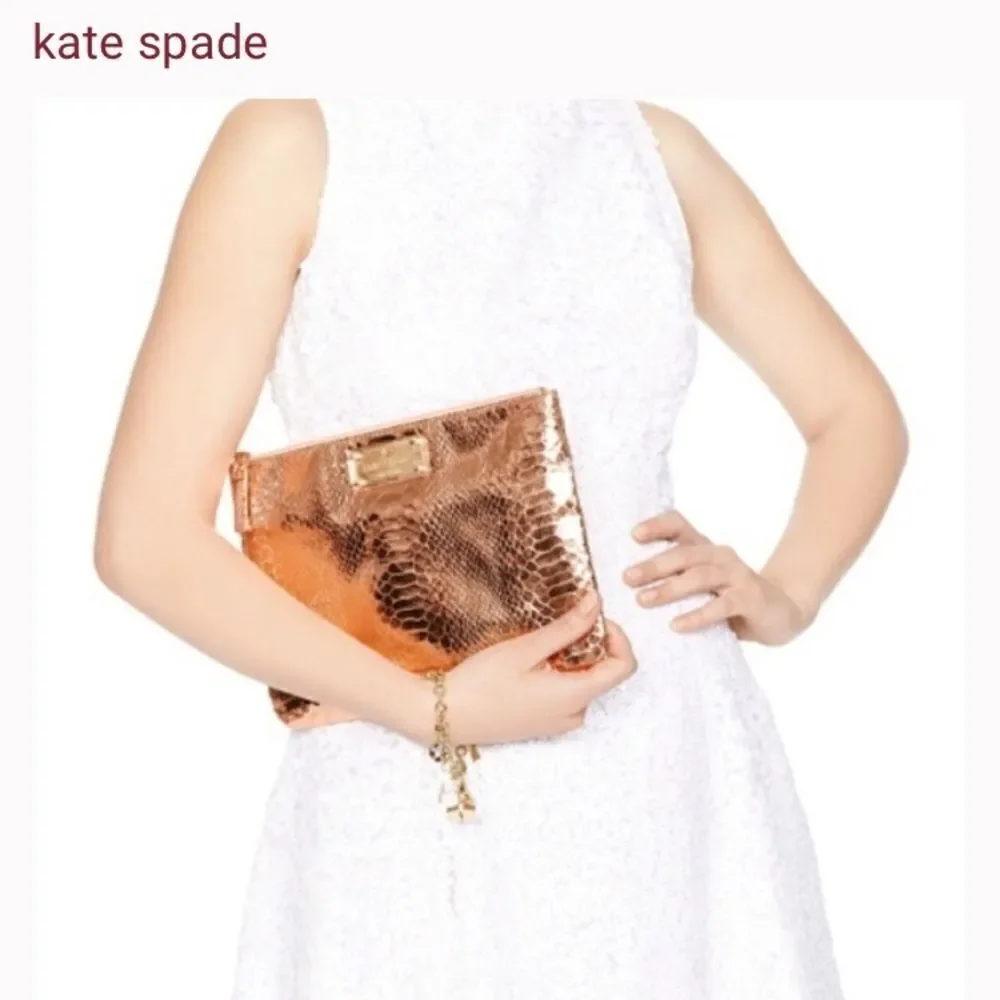 Kate Spade Foiled Again “Gia” Rose Gold Clutch NWNT